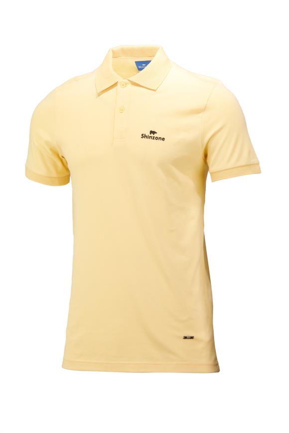 Erkek Polo Yaka Yumuşak Dokulu, Kol Bantlı Sarı T-Shirt