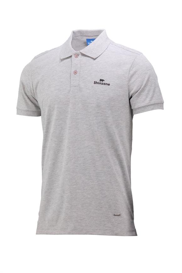 Erkek Polo Yaka Yumuşak Dokulu, Kol Bantlı Gri T-Shirt