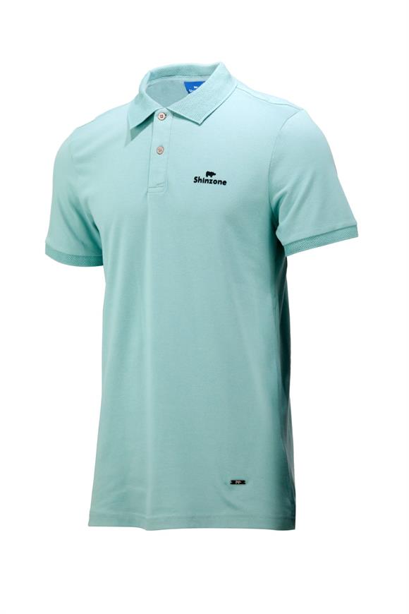Erkek Polo Yaka Yumuşak Dokulu, Kol Bantlı Mint Yeşili T-Shirt
