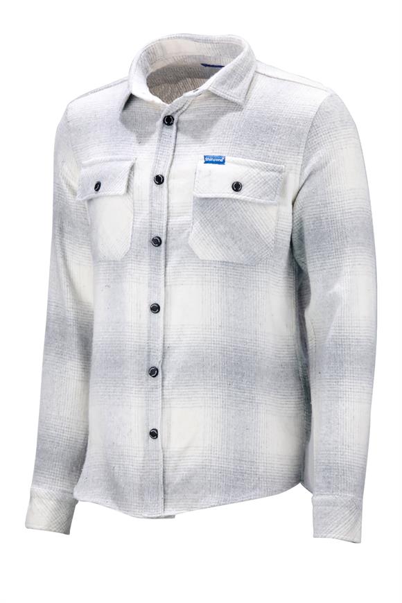 Erkek Ragular Fit Çift Cep Çıtçıtlı Oduncu Gri Beyaz Gömlek