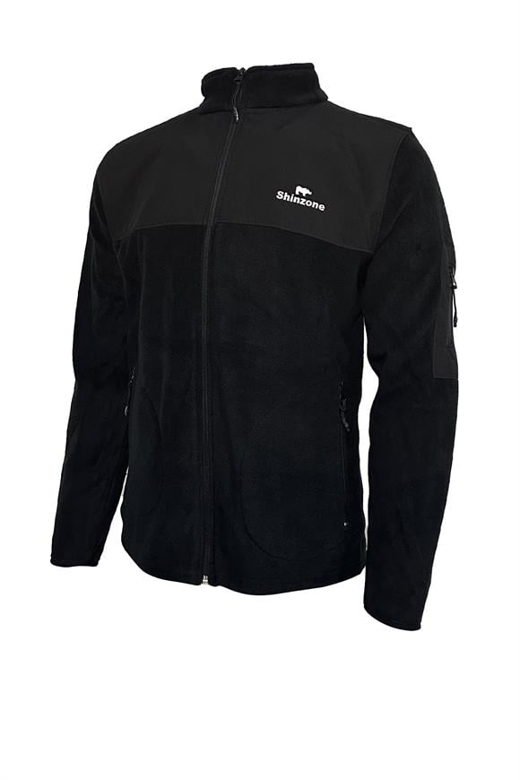 Erkek Regular Fit Fermuarlı Cepli Battal Büyük Beden Polar Siyah Sweatshirt