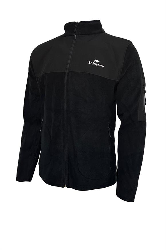Erkek Regular Fit Fermuarlı Cepli Battal Büyük Beden Polar Siyah Sweatshirt