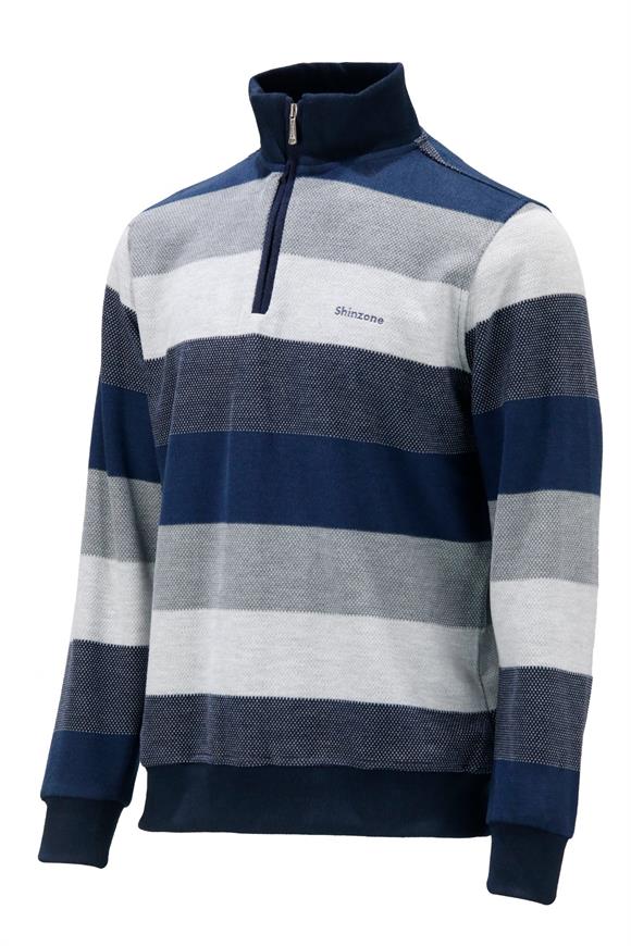 Erkek Regular Fit Uzun Kollu Dik Yaka Fermuarlı İndigo Sweatshirt
