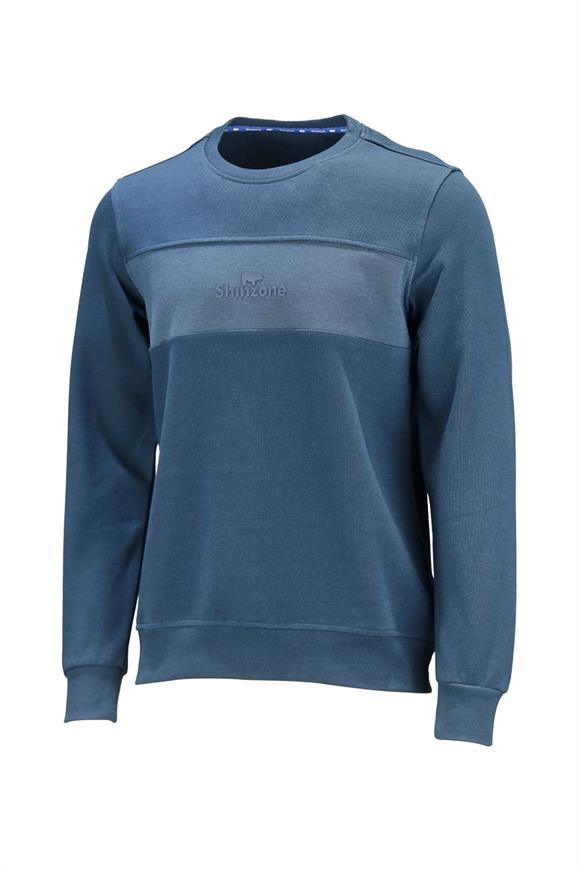 Erkek Standart Fit Bisiklet Yaka Baskılı Pamuklu Mavi Sweatshirt