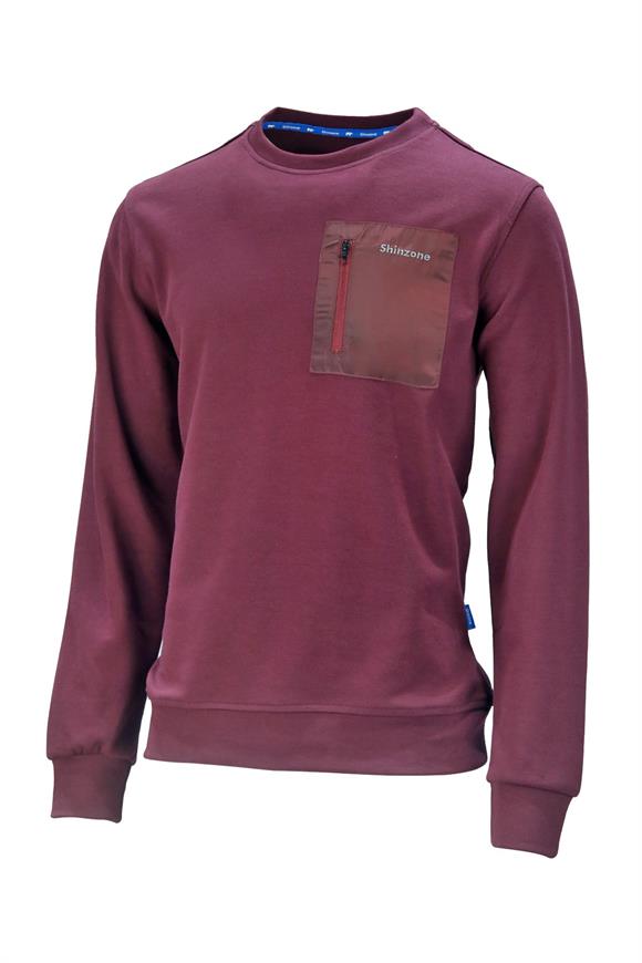 Erkek Standart Fit Bisiklet Yaka Cep Fermuarlı Mürdüm Sweatshirt