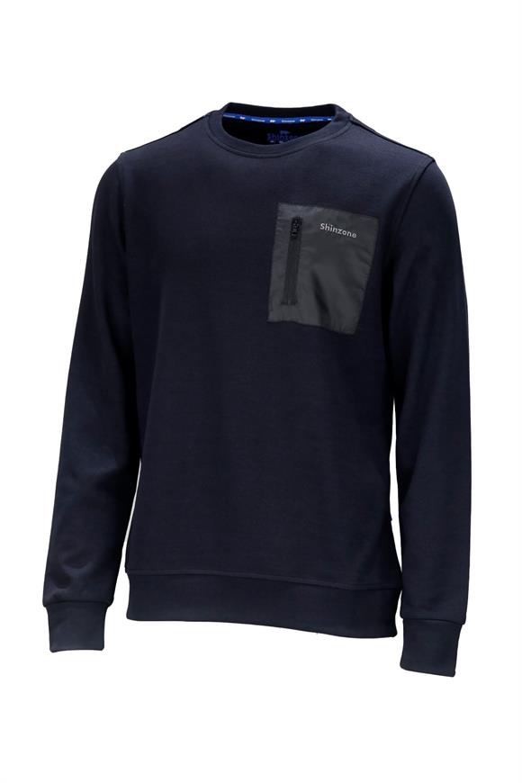Erkek Standart Fit Bisiklet Yaka Cep Fermuarlı Siyah Sweatshirt