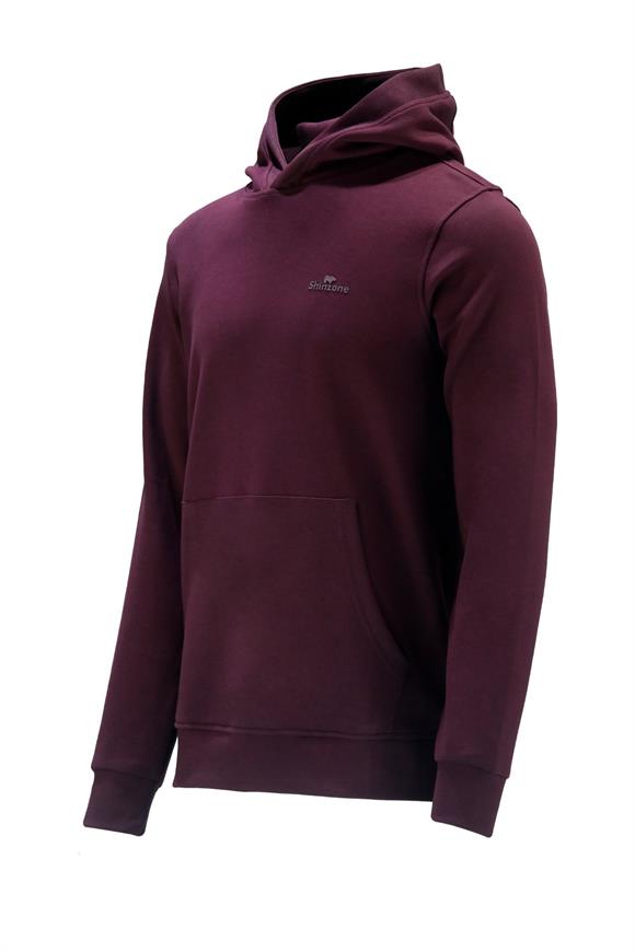 Erkek Standart Fit Kapüşonlu Cepli Mürdüm Sweatshirt