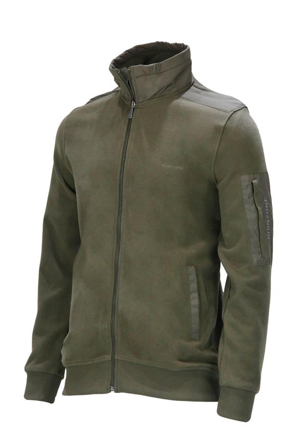 Erkek Standart Fit Kol Cepli Fermuarlı Haki Sweatshirt