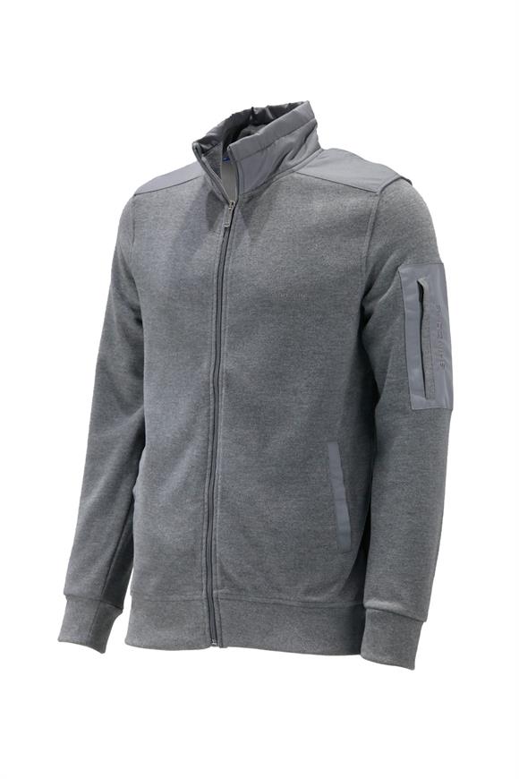 Erkek Standart Fit Kol Cepli Fermuarlı Gri Sweatshirt