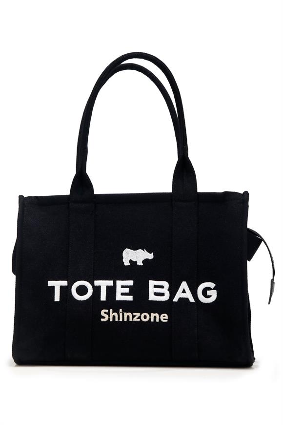 Kadın Soft Tote Bag Kanvas Siyah Krem Çanta