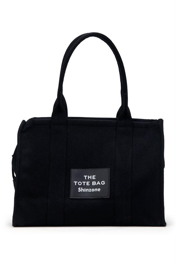 Kadın Soft Tote Bag Kanvas Siyah Krem Çanta