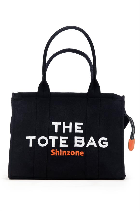 Kadın Soft Tote Bag Kanvas Siyah Turuncu Çanta
