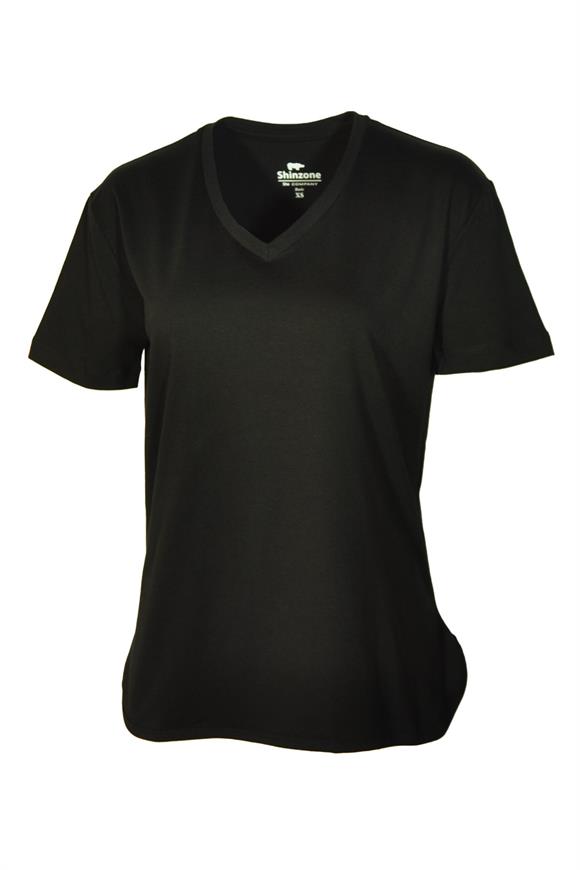 Kadın V Yaka Basic Siyah T-Shirt