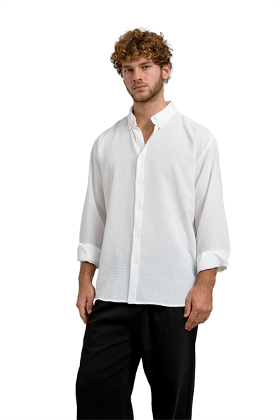 Beyaz 251 KETEN OVERSIZE GÖMLEK