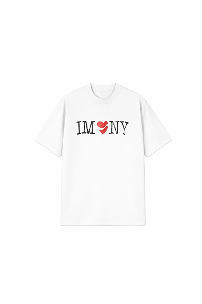 Beyaz IMNY FLAMLI KUMAS OVERSIZE TSHIRT