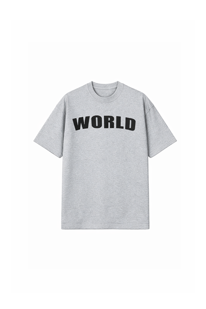 Gri WORLD BASKI YIKAMALI OVERSIZE TSHIRT