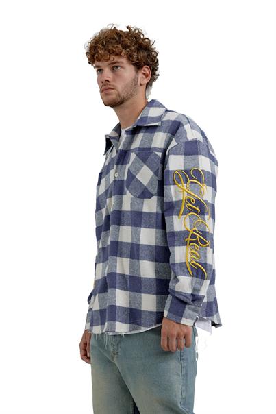 Mor Nmrc Kolu Nakışlı Oduncu Oversize Gömlek