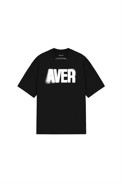 Siyah Aver Yazılı Oversize Tshirt