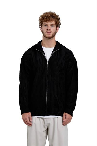 Siyah Mrk Fermuarlı Oversize Triko