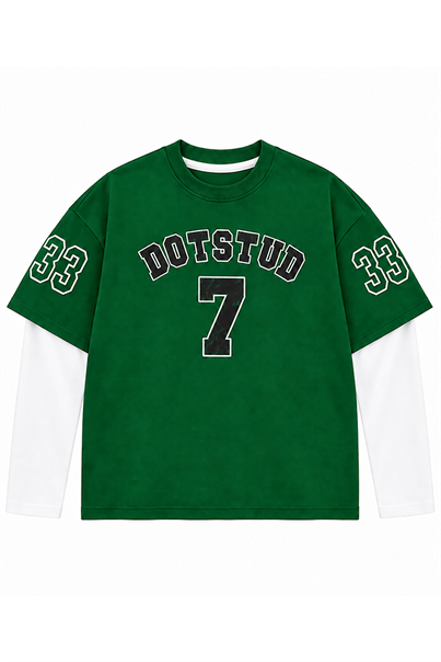 Yeşil DOTSTUD 7 BASKILI OVERSIZE SWEATSHIRT