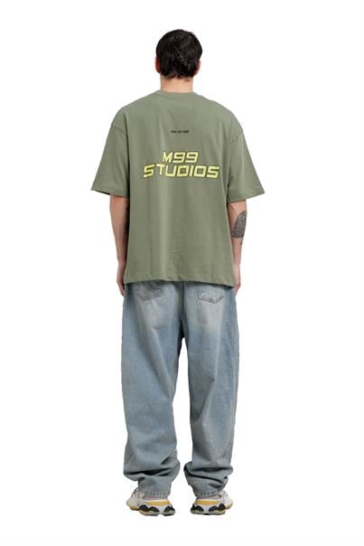 Yeşil M99 Studio Yazılı Oversize Tshirt
