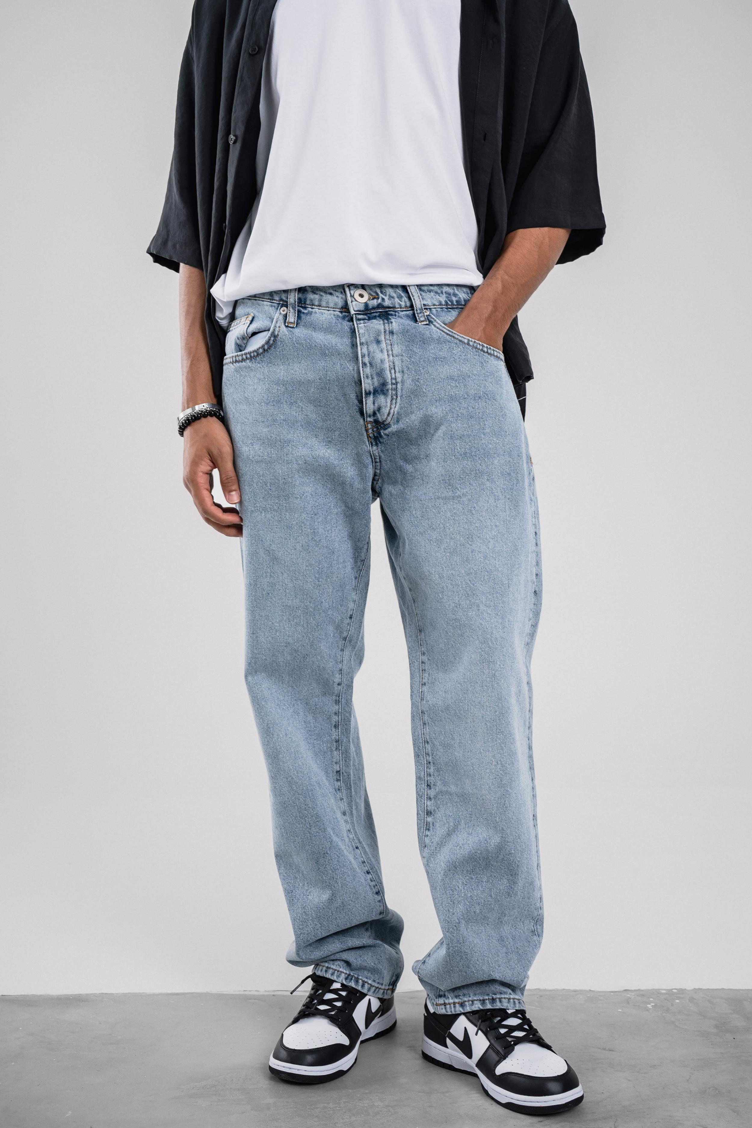 16369-2 Baggy Taşlamalı Mavi Jean