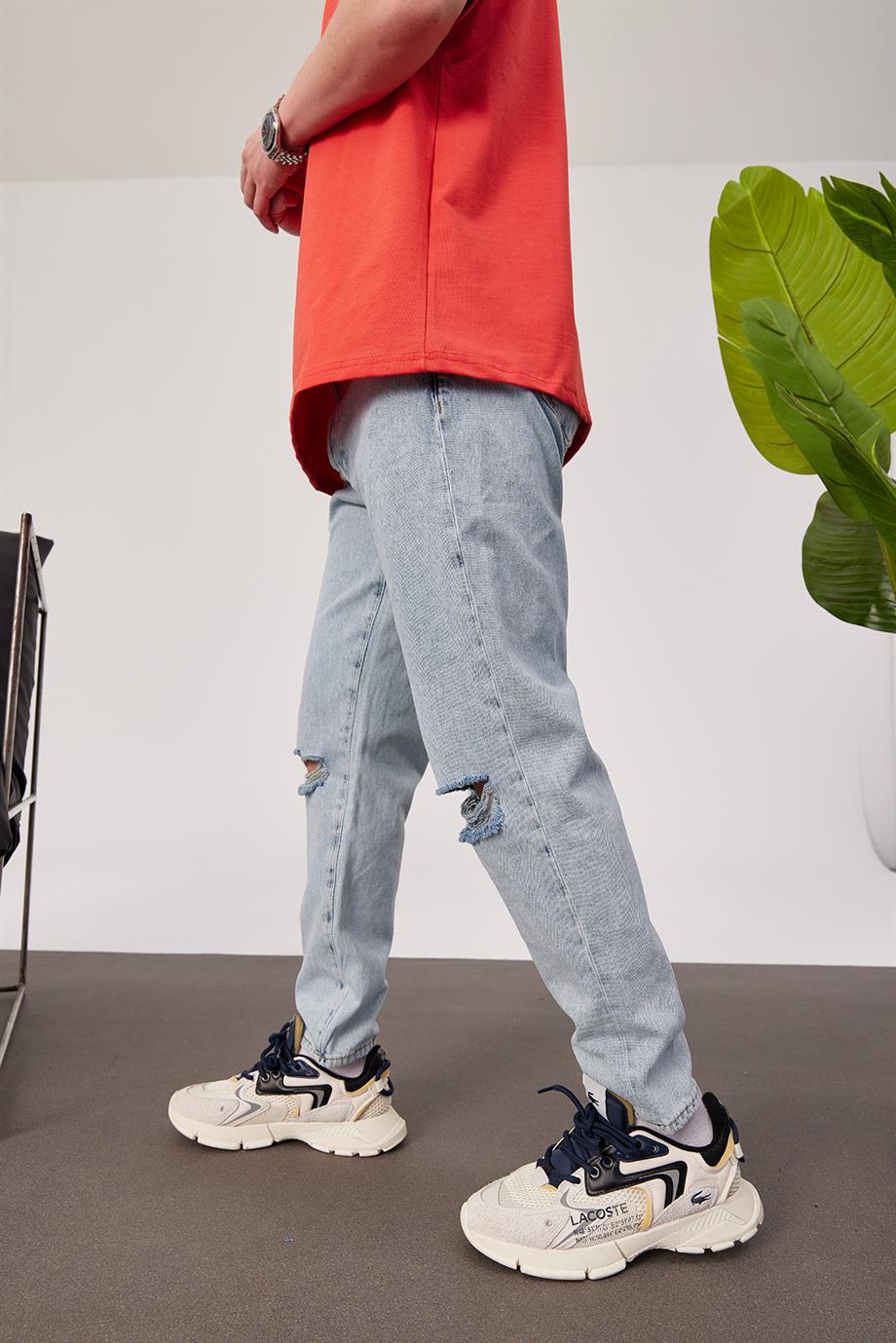 5101 Dizi Yırtık Slim Buz Mavi Jean