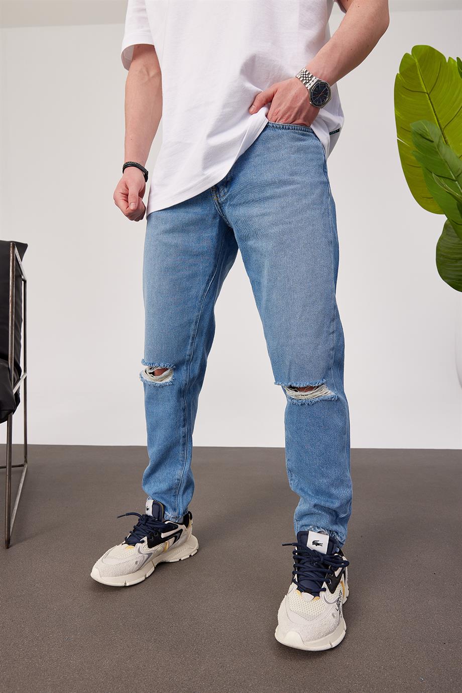 5101 Dizi Yırtık Slim Mavi Jean