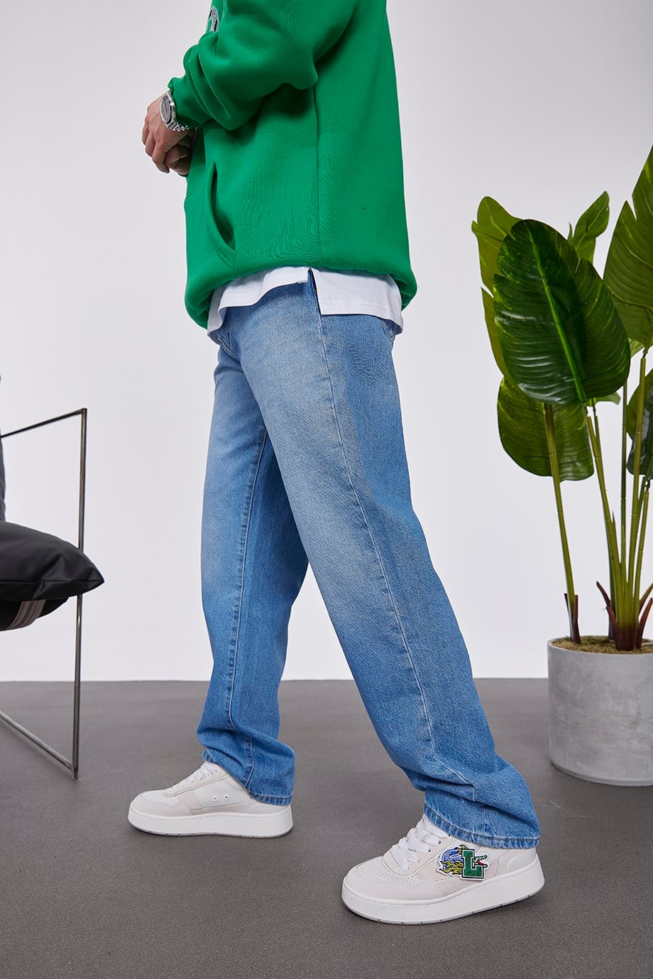 15720-2 Düz Mavi Baggy Jean