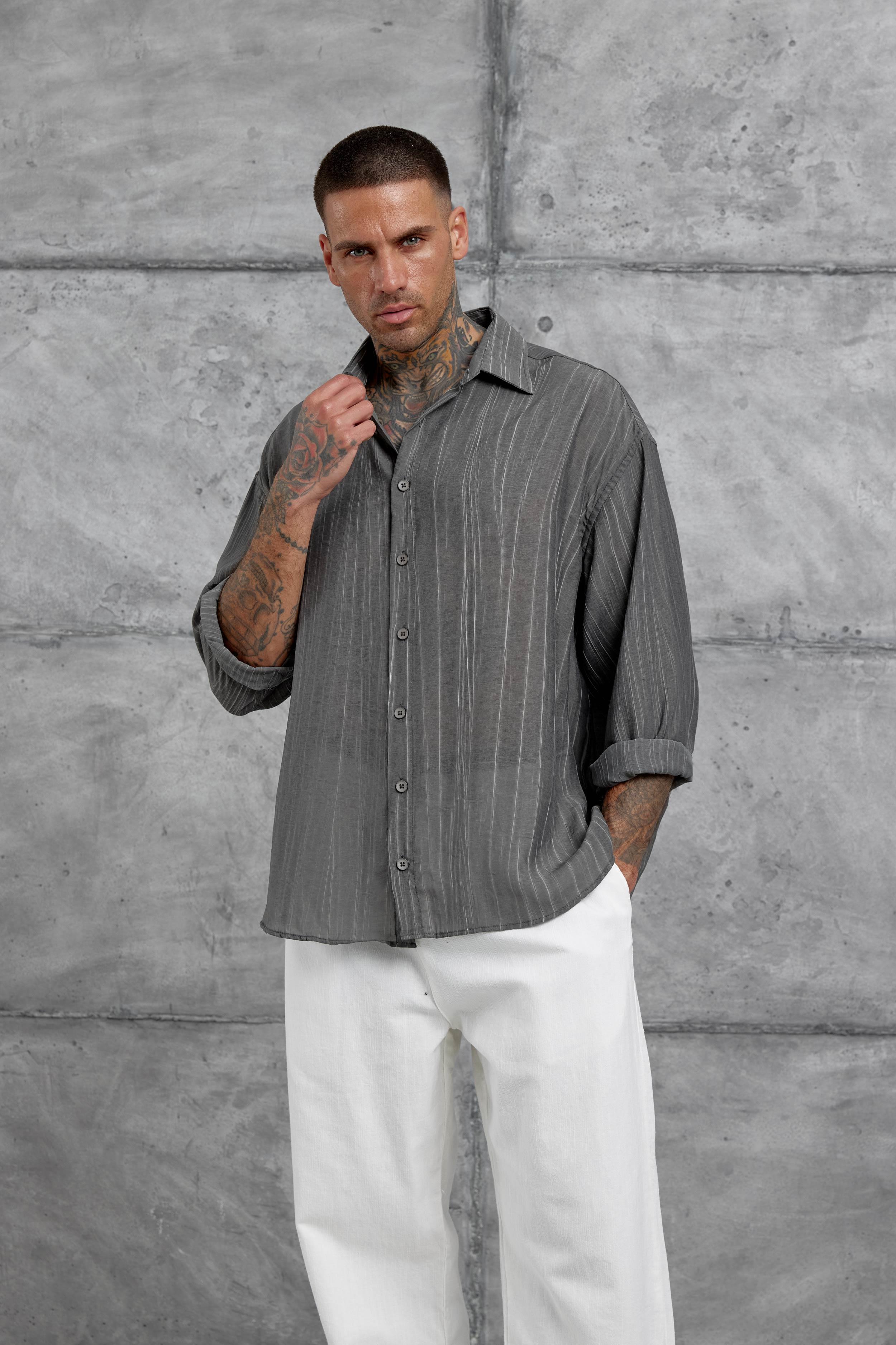 Antrasit Sülfür Çilek Model Oversize Gömlek