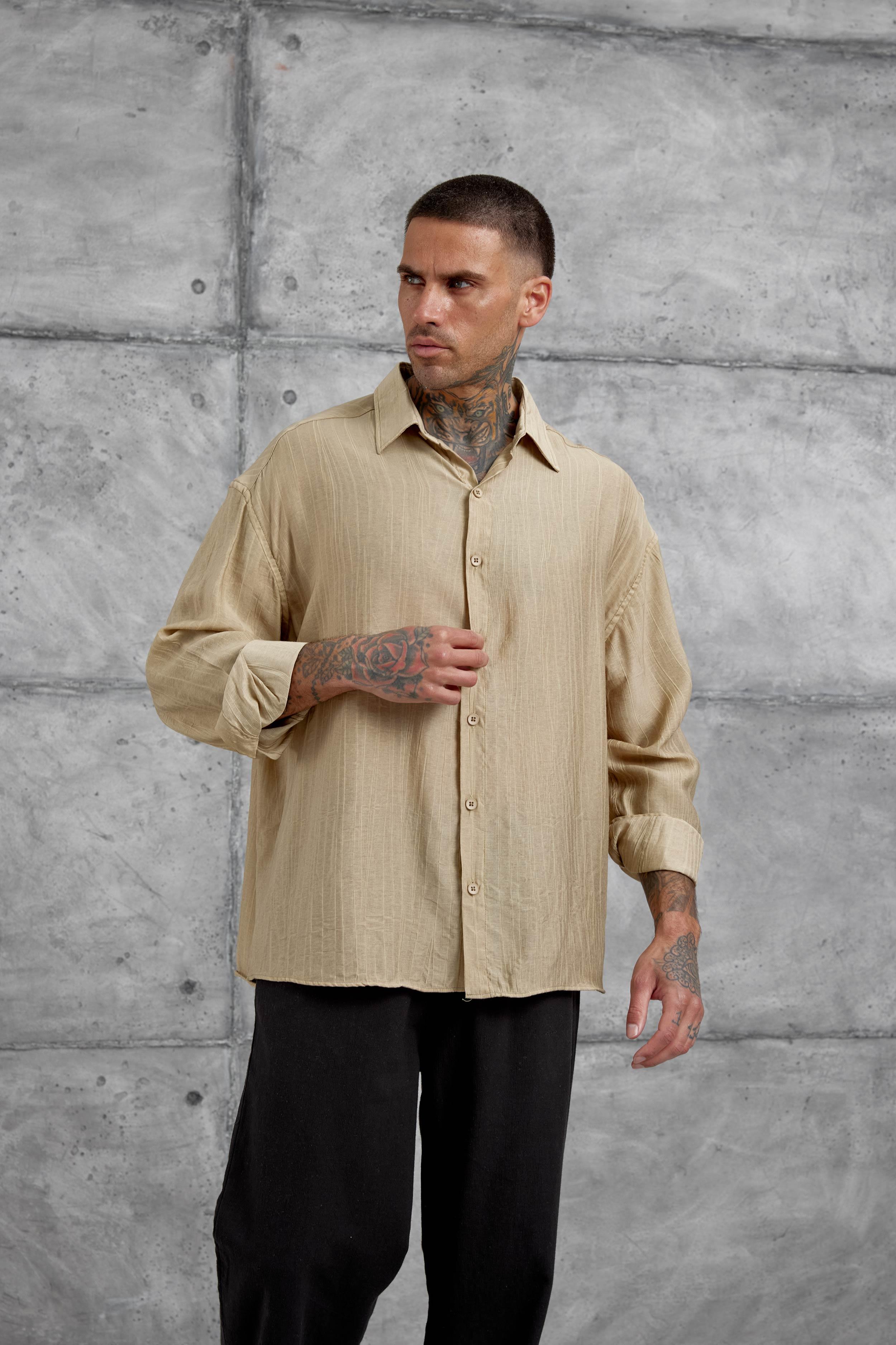 Bej Sülfür Çilek Model Oversize Gömlek · 4