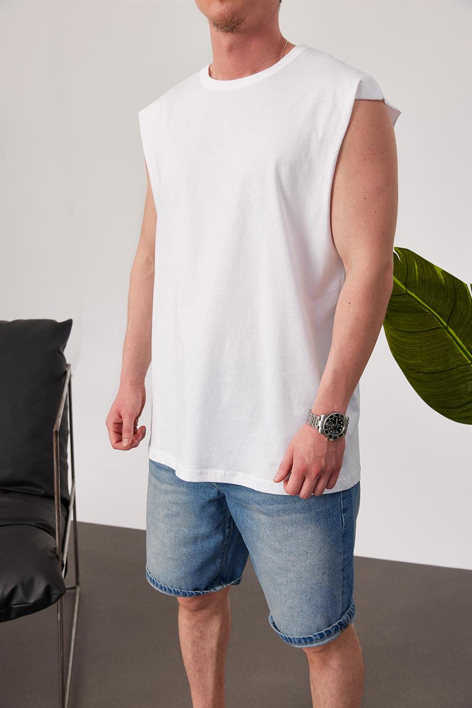 Beyaz/Kırık Beyaz Basic Atlet