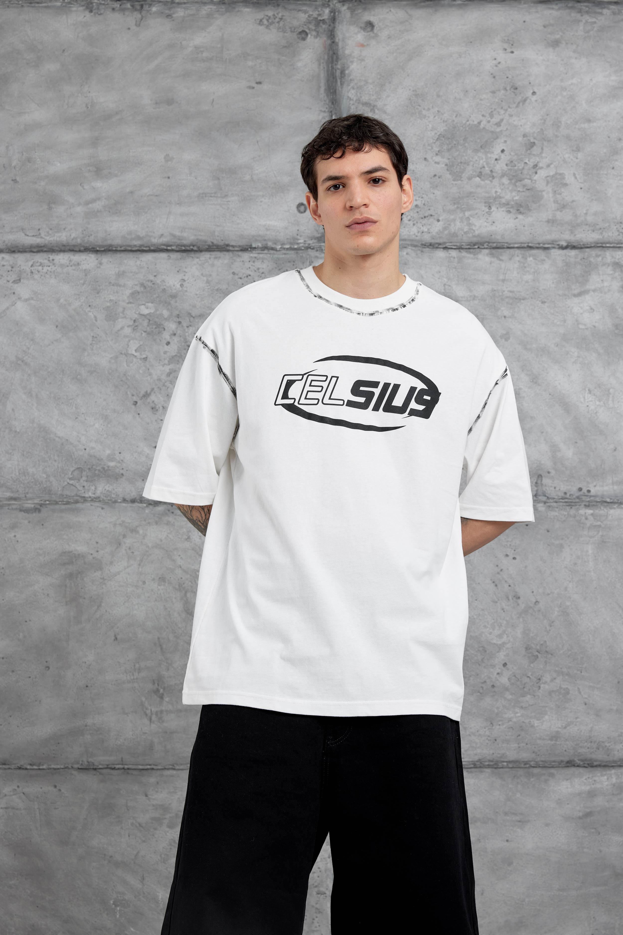 Beyaz Celcius Yazılı Oversize Tshirt · 5