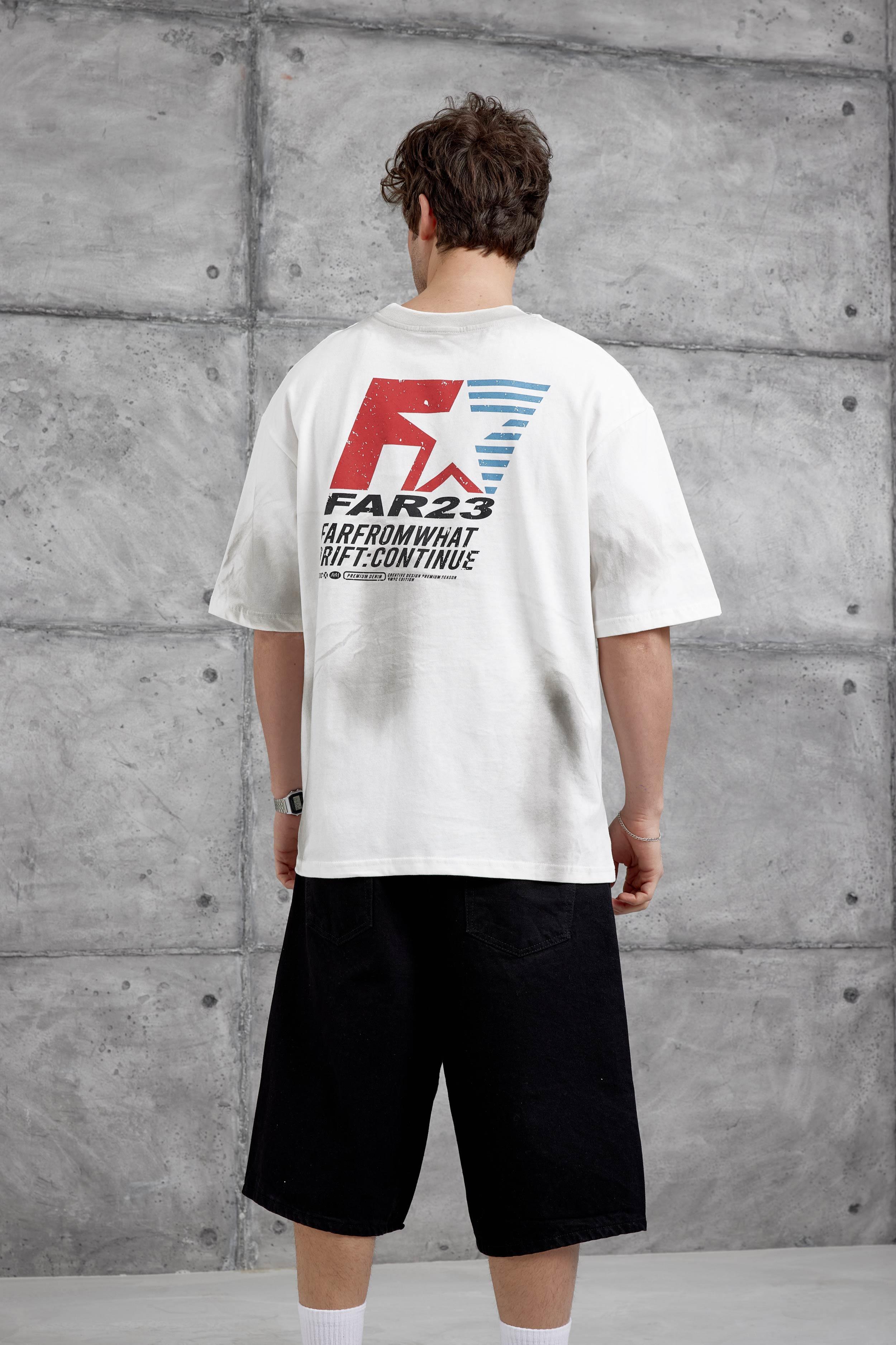 Beyaz Farfrom Yazılı Oversize Tshirt