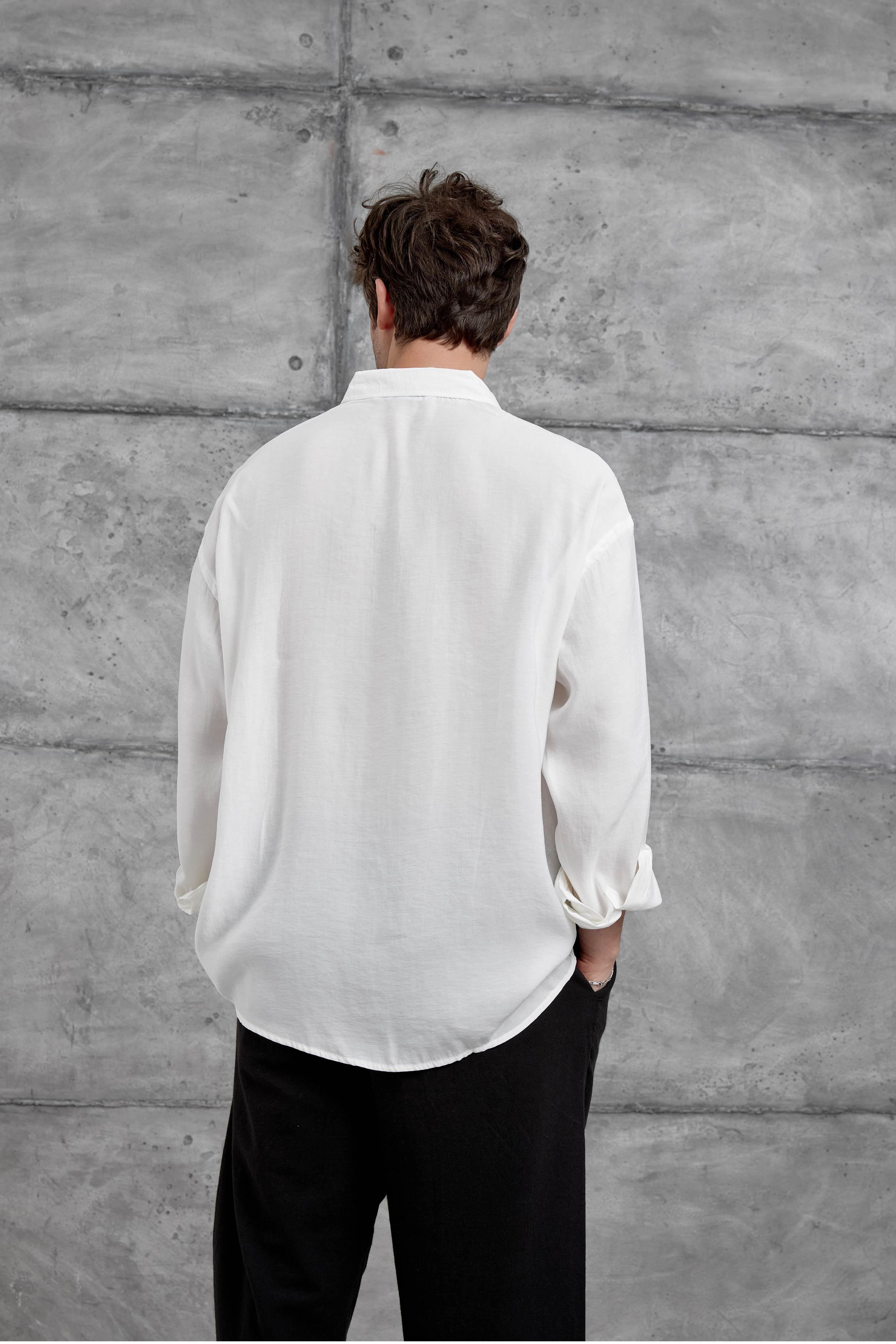 Beyaz Modal Kumaş Oversize Gömlek · 3