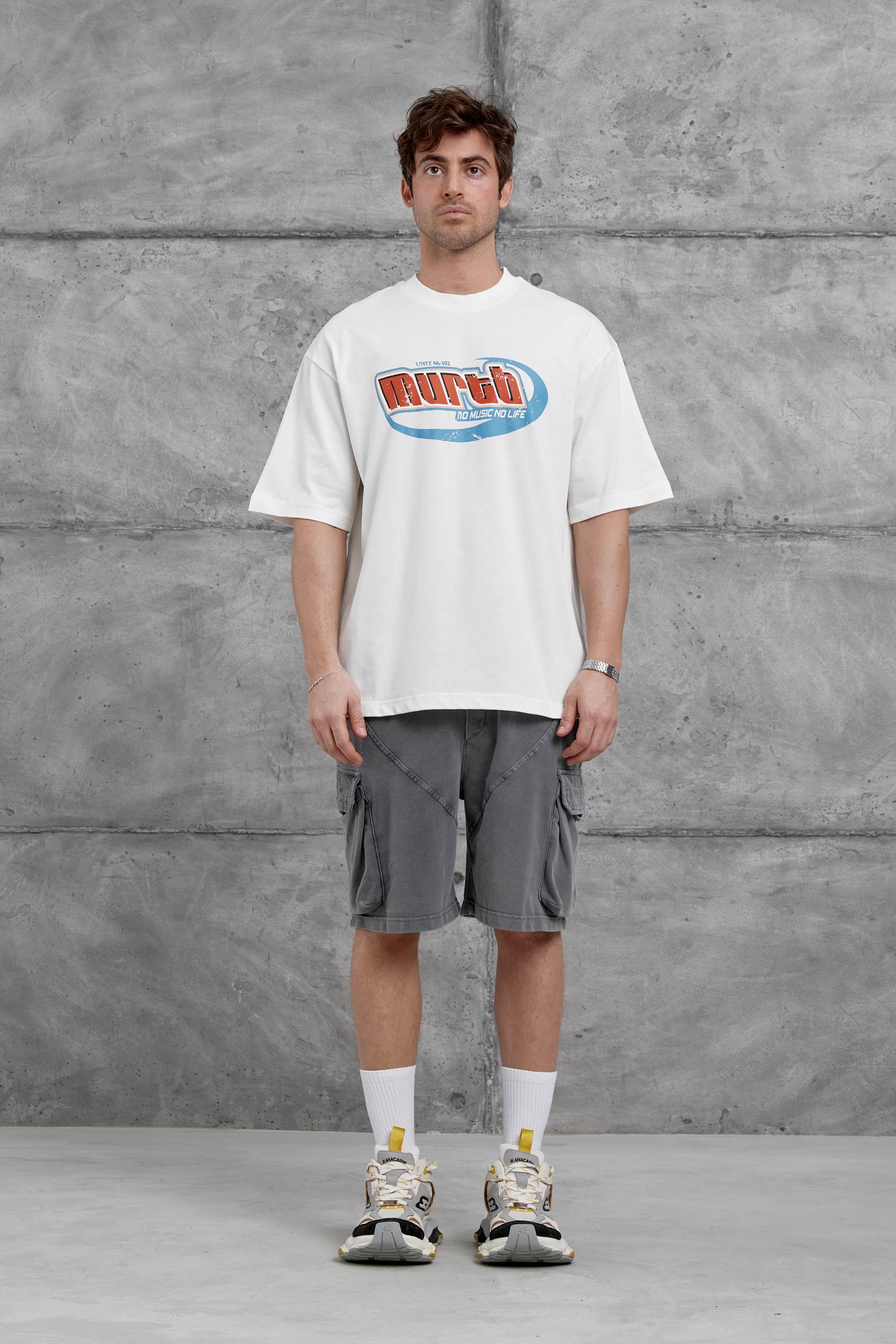 Beyaz Murth Baskılı Oversize Tshirt