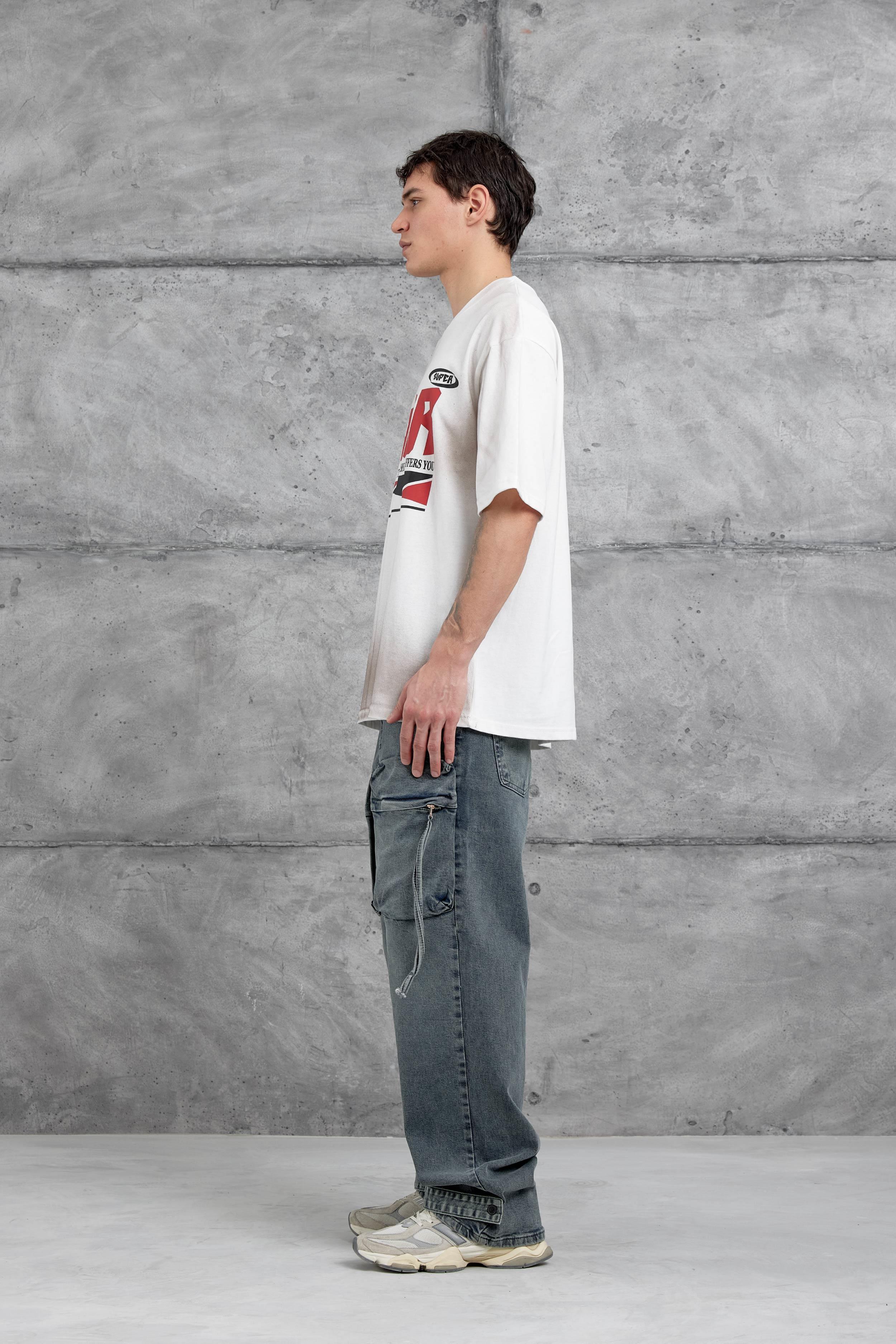 Beyaz Super Yazılı Oversize Tshirt · 4