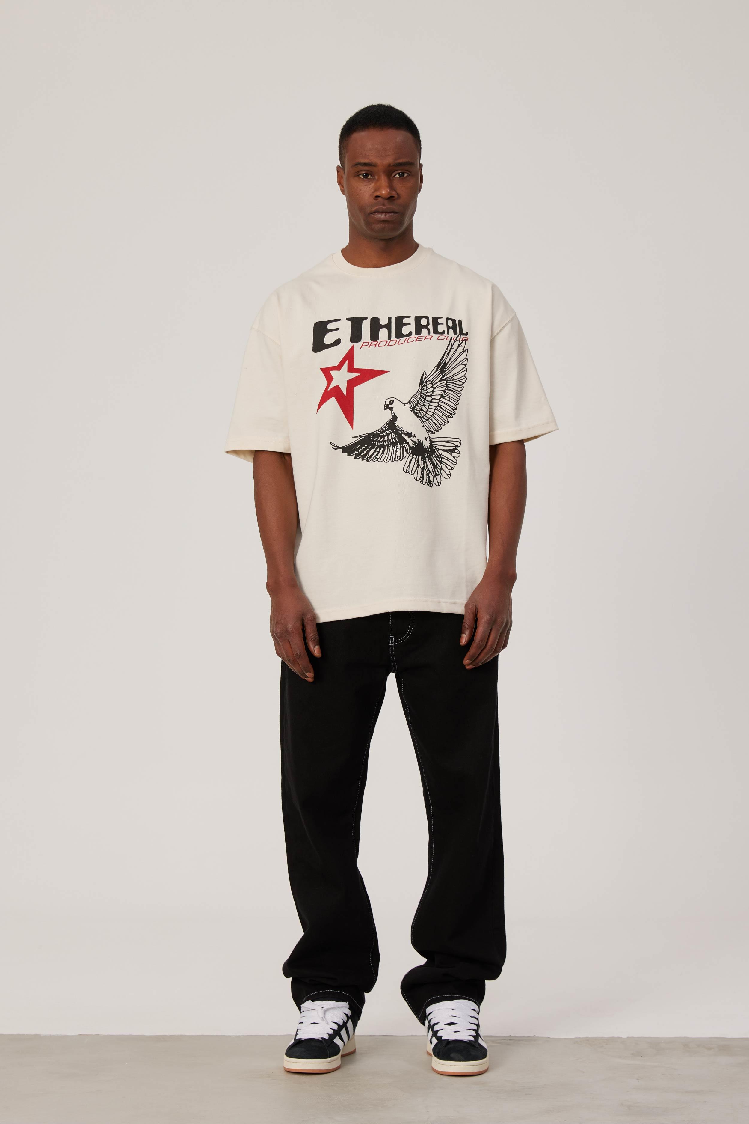 Ethereal Baskılı Krem Tshirt