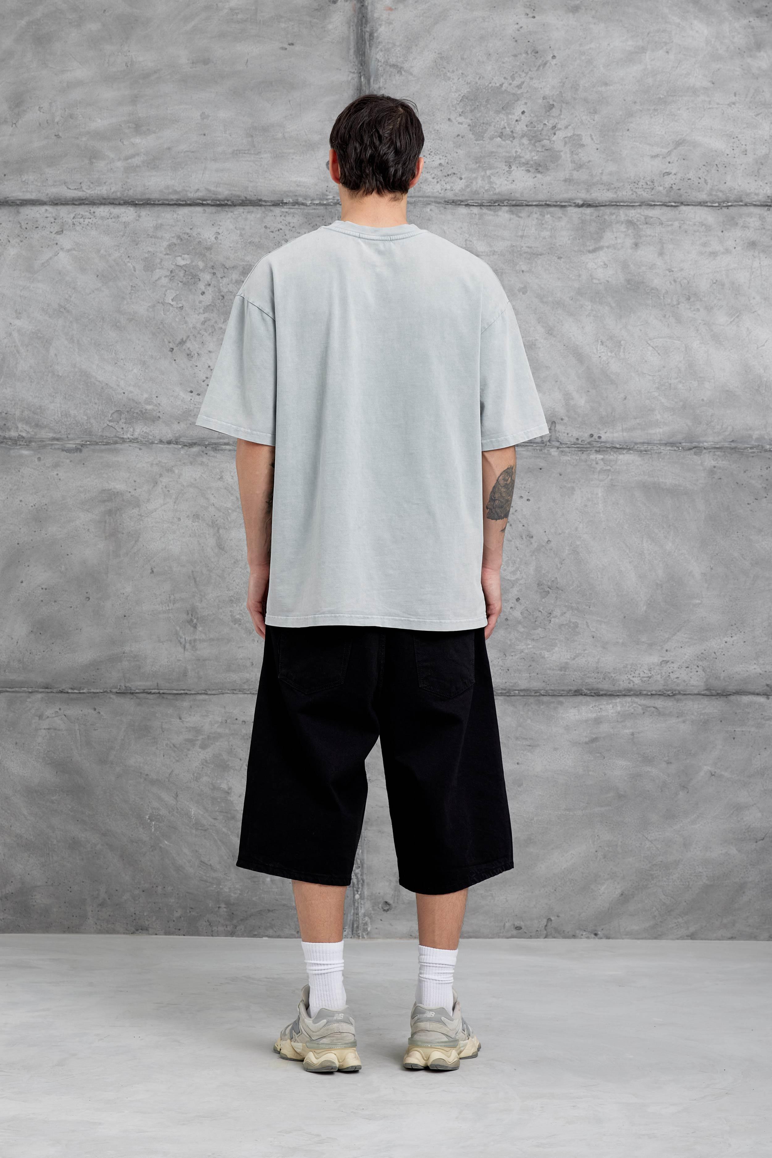 Gri 1111 Yazılı Yıkamalı Oversize Tshirt · 4