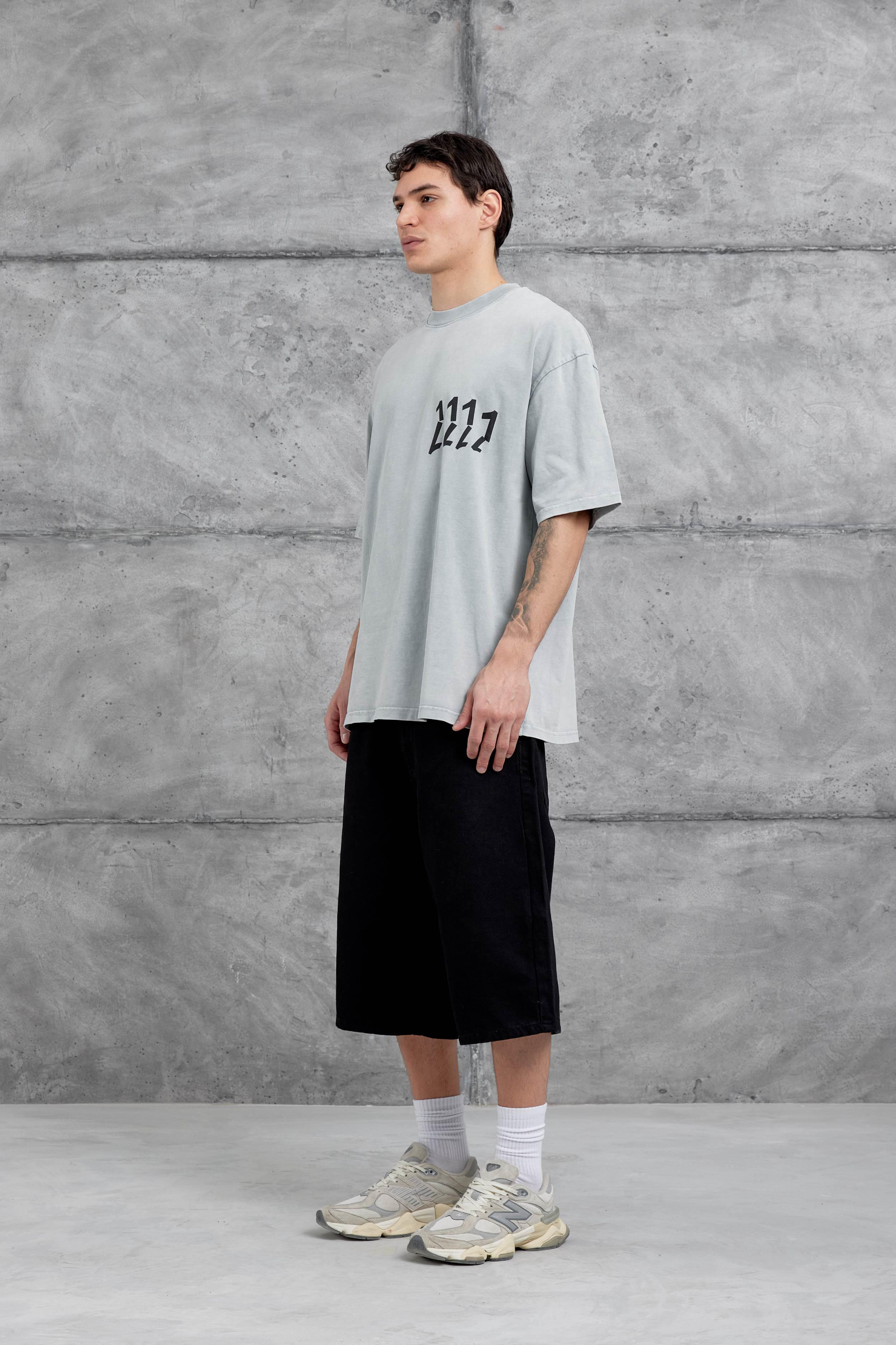 Gri 1111 Yazılı Yıkamalı Oversize Tshirt · 5