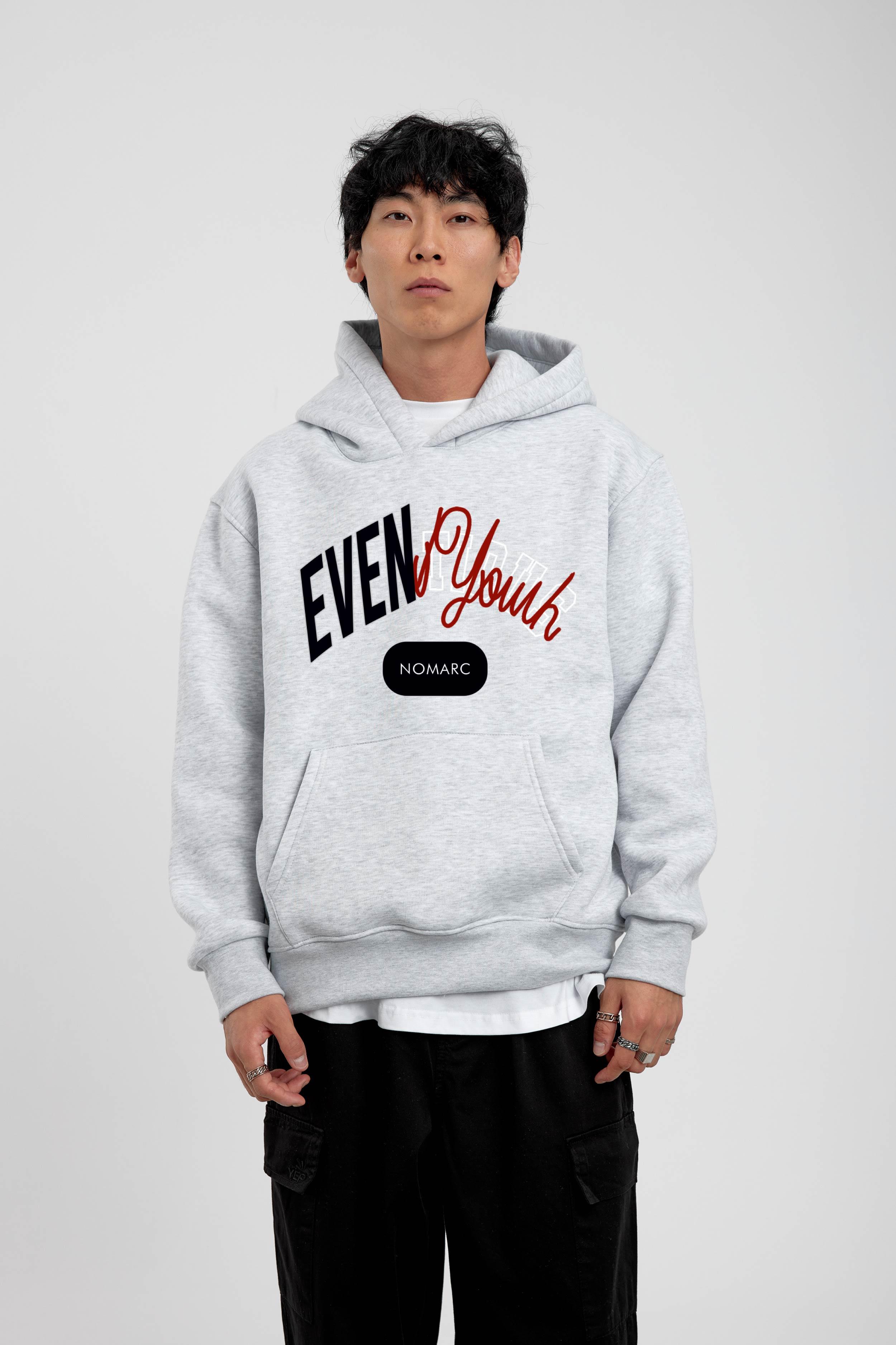 Gri Eventious Yazılı Kapüşonlu Sweatshirt · 3