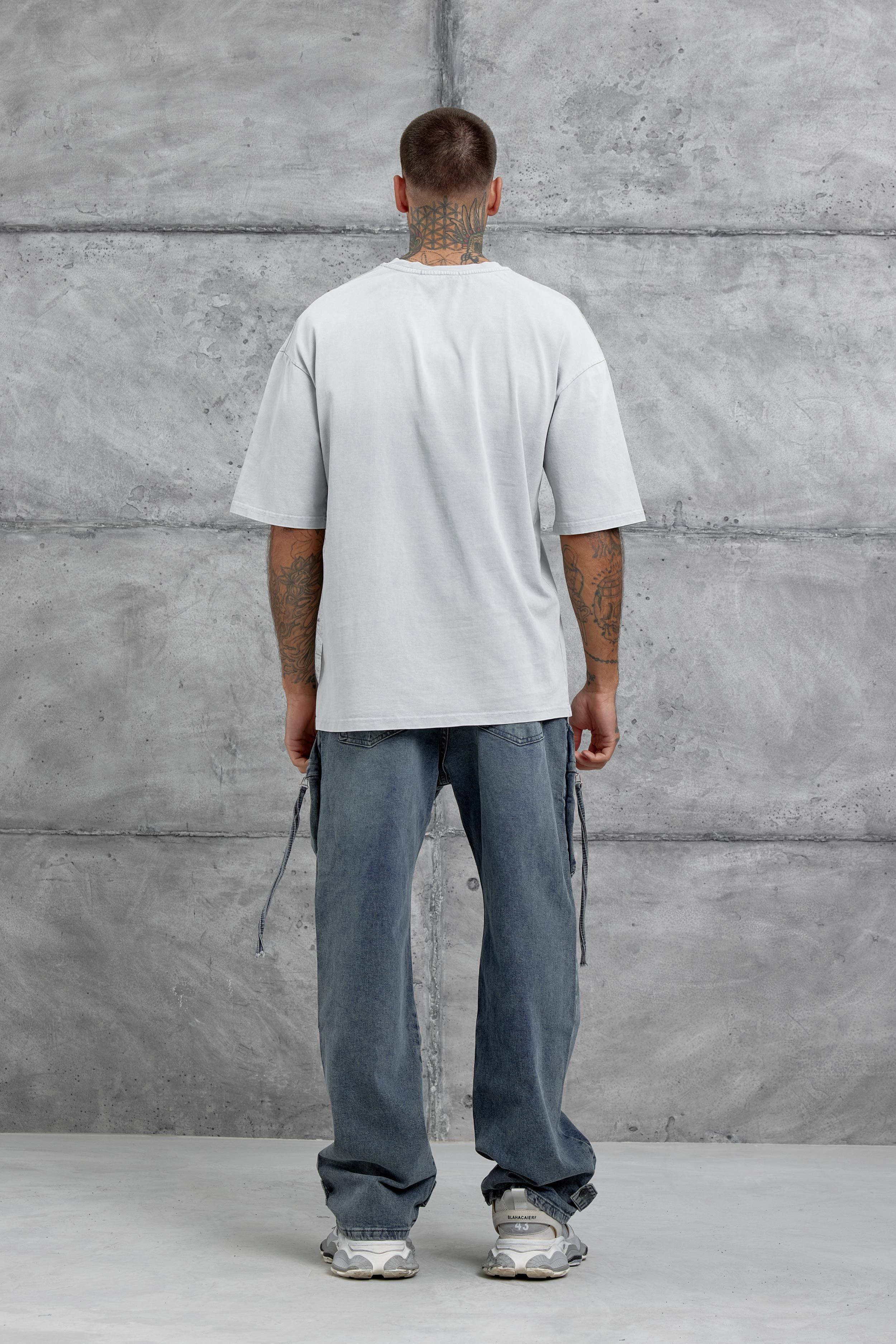 Gri İşaretli Yazı Baskılı Yıkamalı Oversize Tshirt · 6