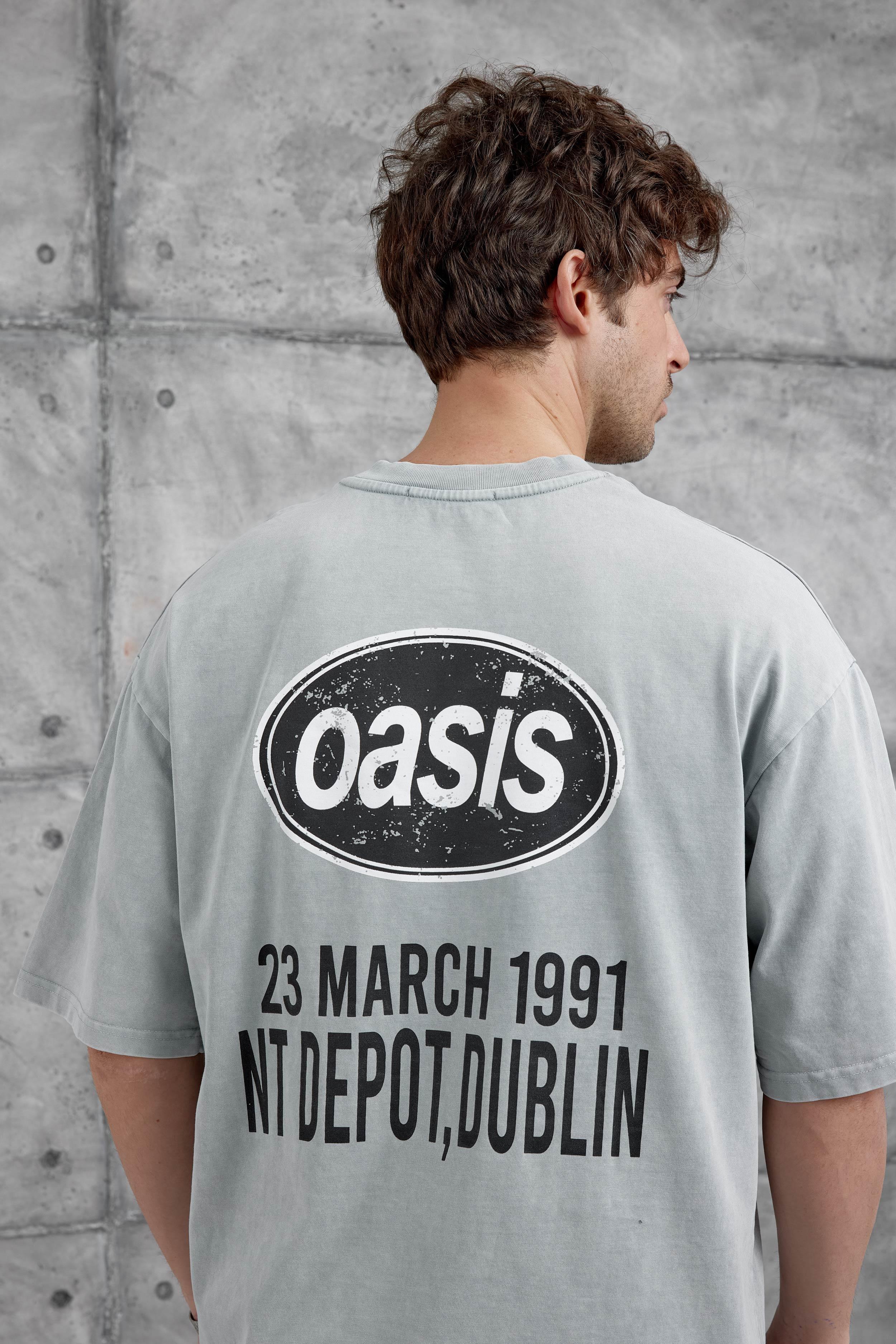 Gri Oasis Yazılı Yıkamalı Oversize Tshirt · 4