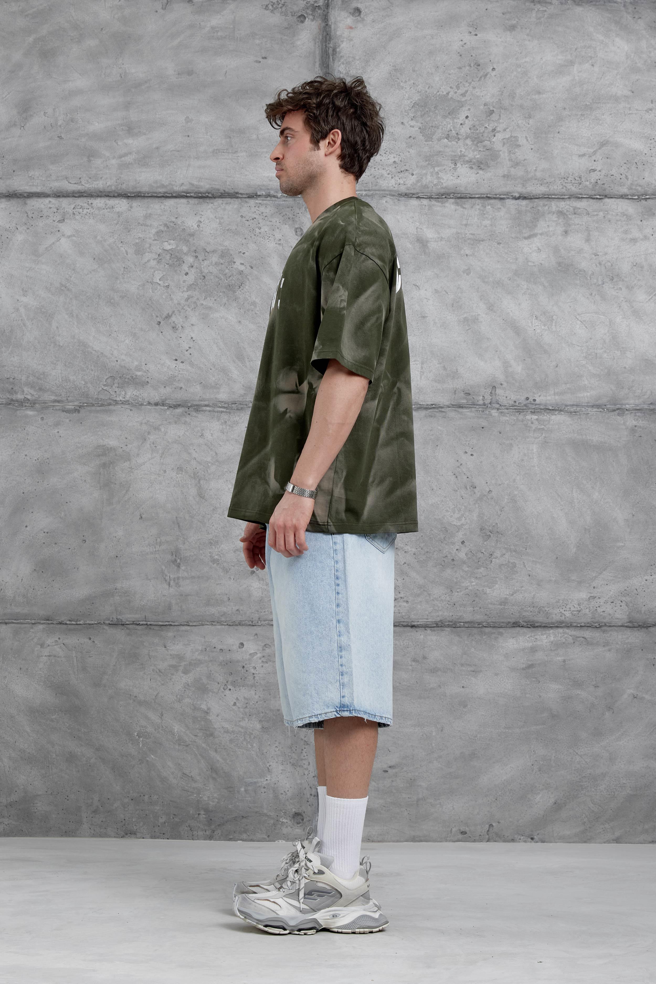 Haki Drift Yazılı Yıkamalı Oversize Tshirt · 5