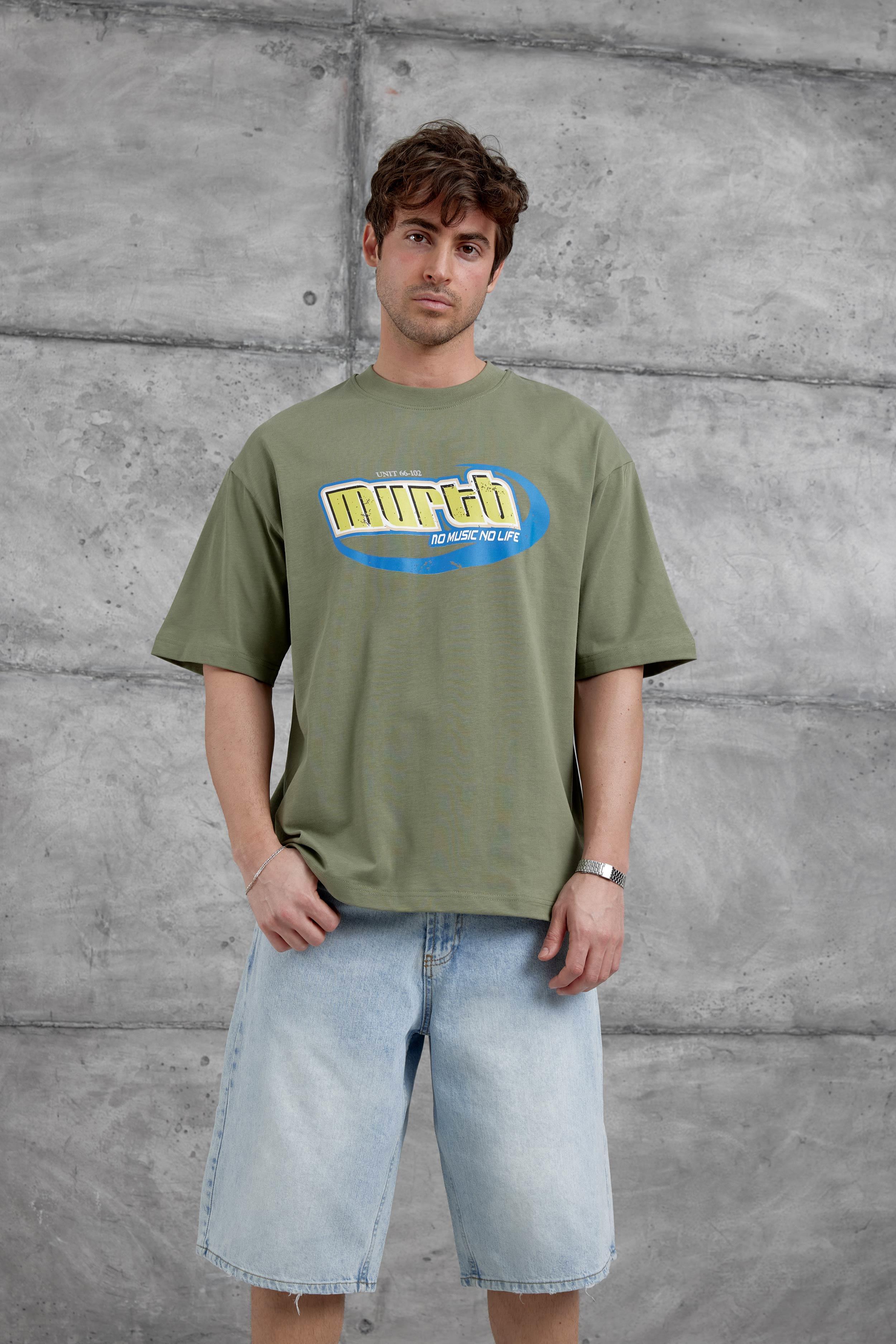 Haki Murth Baskılı Oversize Tshirt · 4