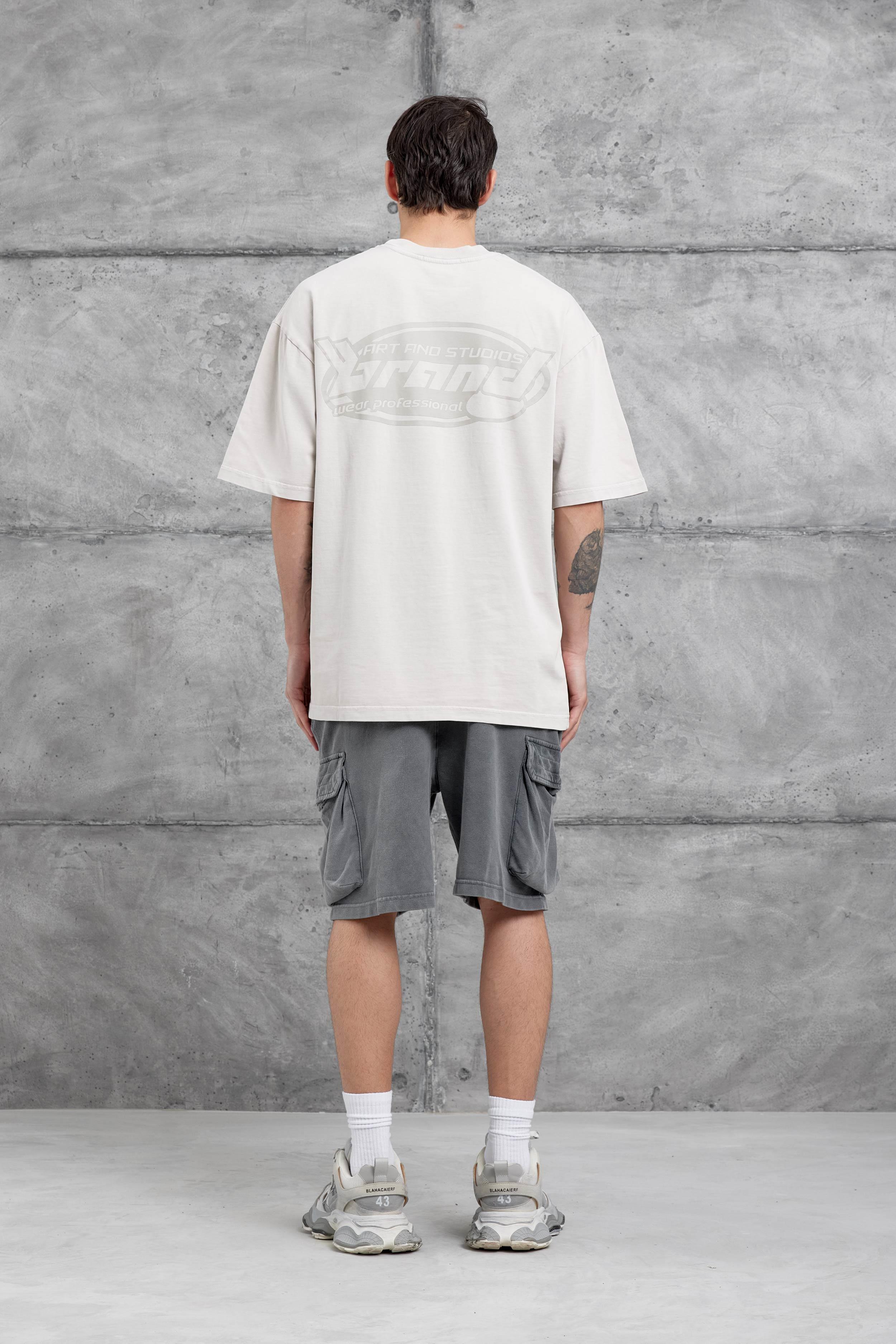 Krem Brand Yazılı Yıkamalı Oversize Tshirt · 3