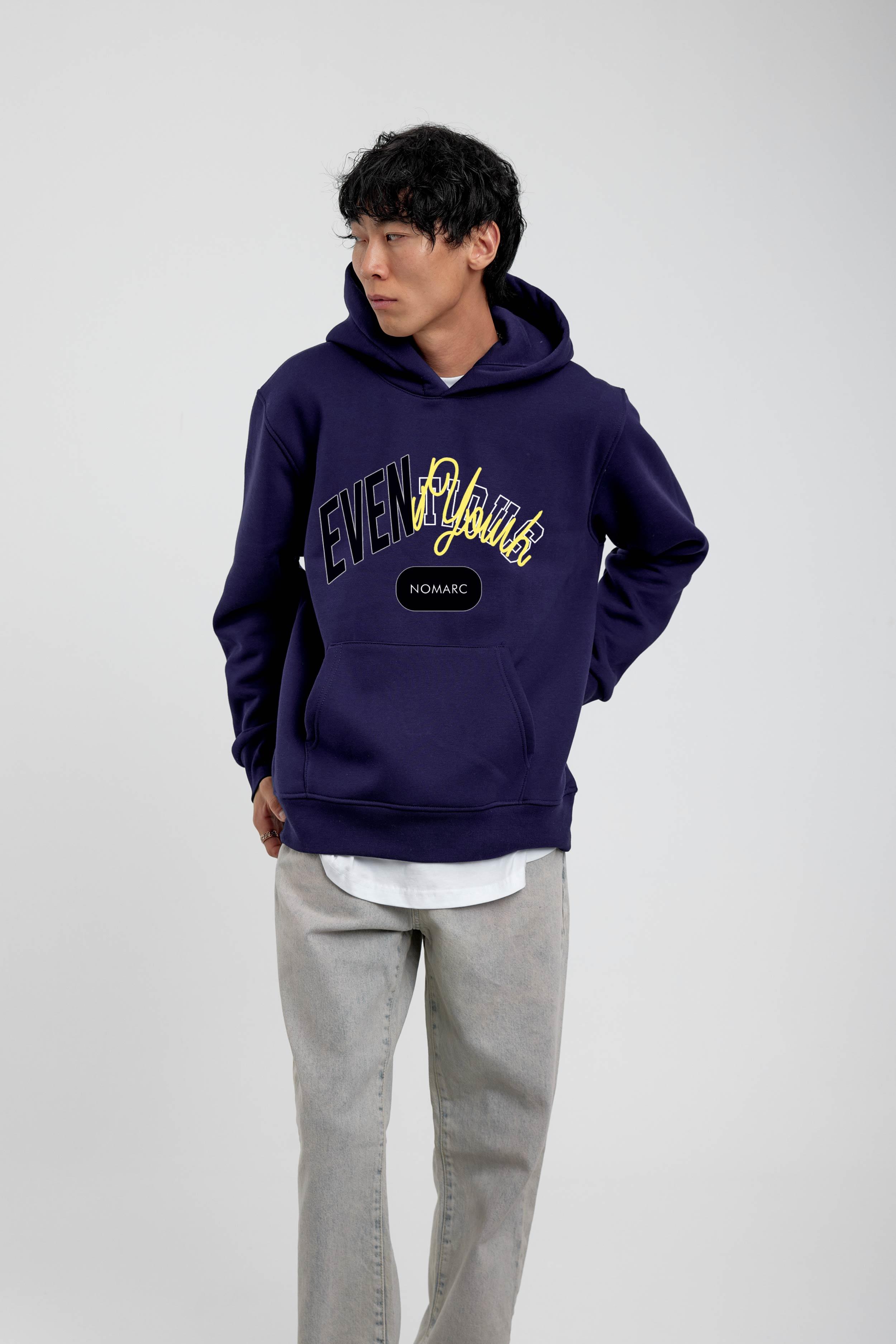 Lacivert Eventious Yazılı Kapüşonlu Sweatshirt · 3