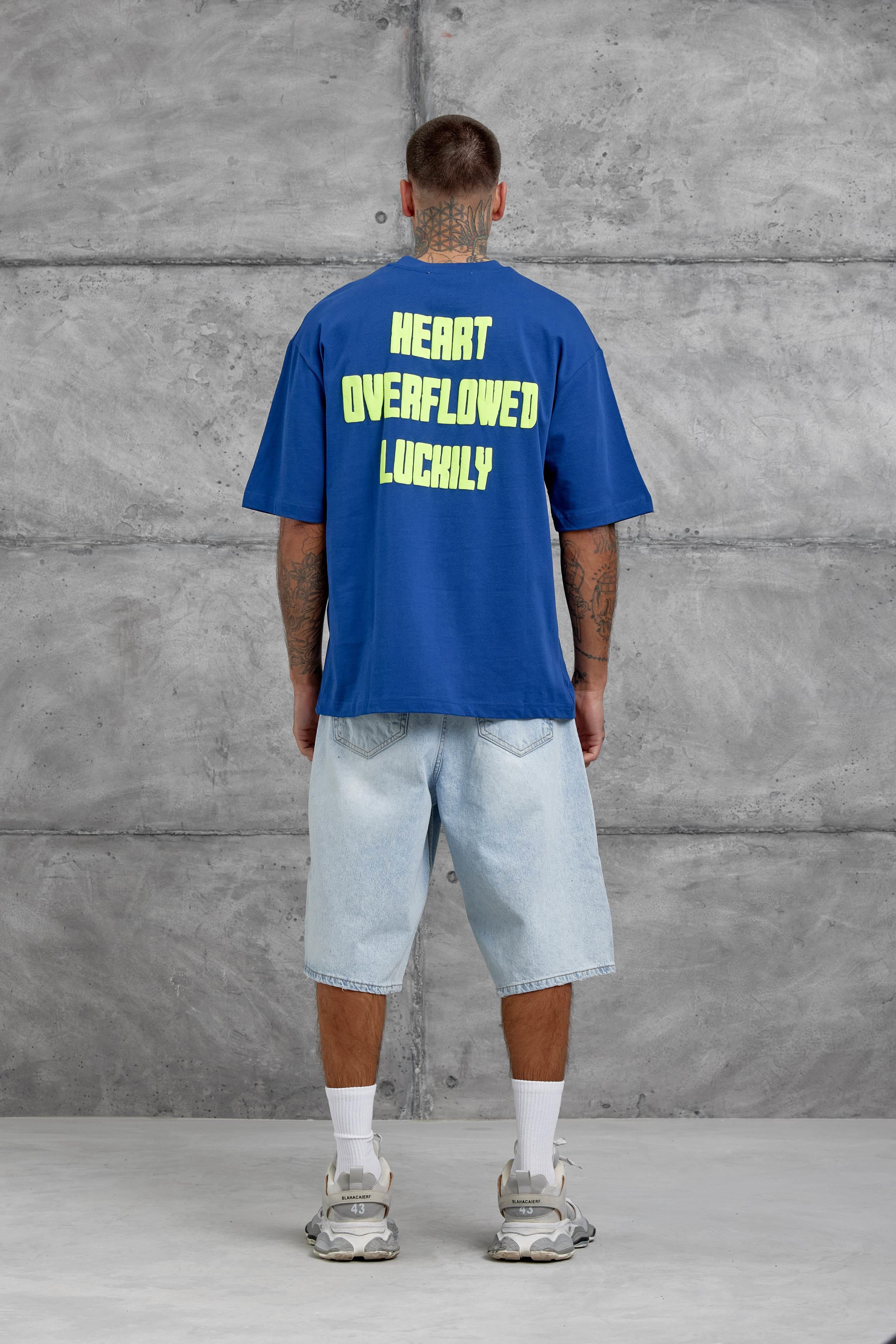 Lacivert Kalp Küpür Baskılı Oversize Tshirt · 3