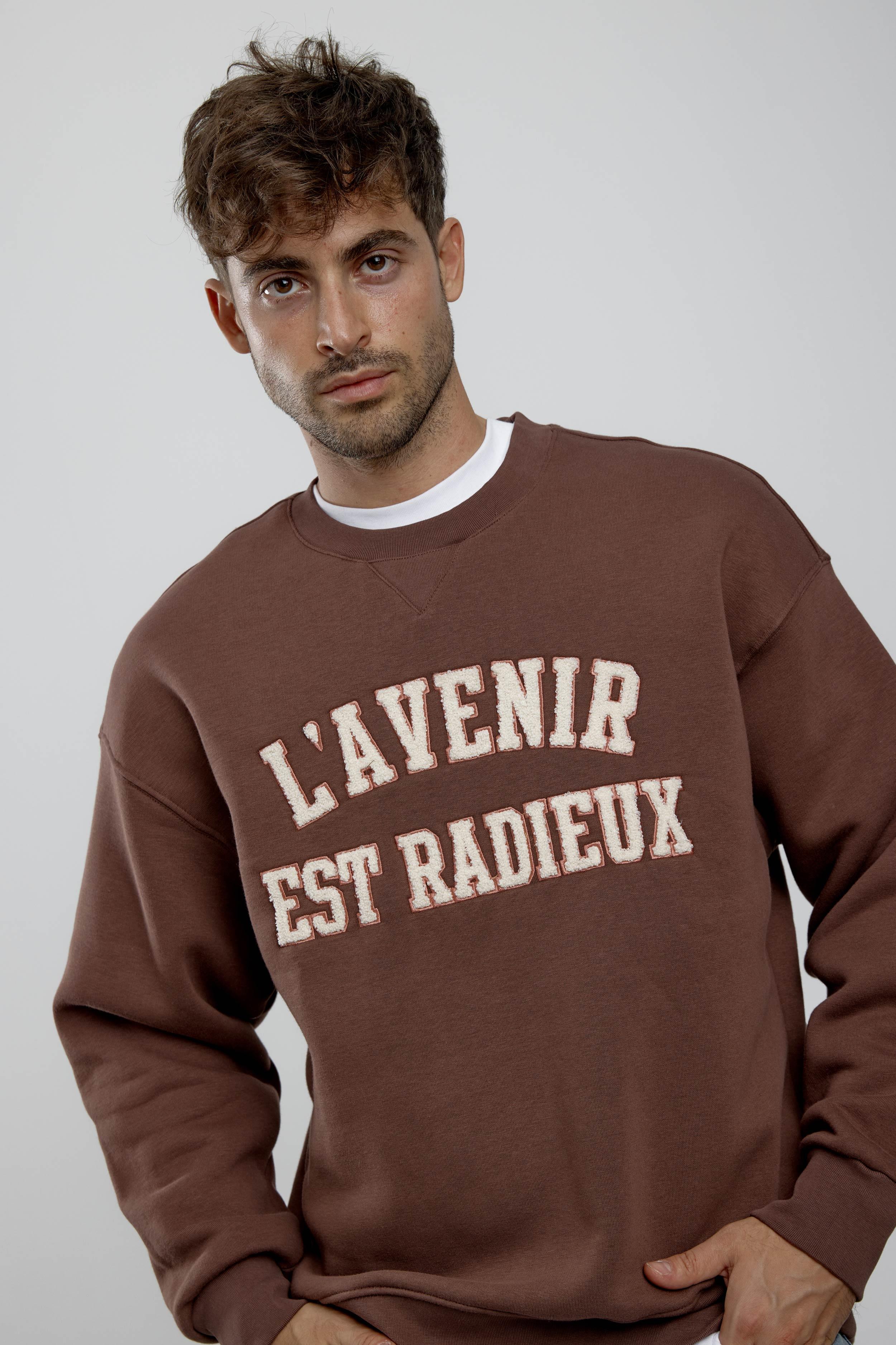 Kahverengi Lavenir Yazılı Kahverengi Sweatshirt · 2