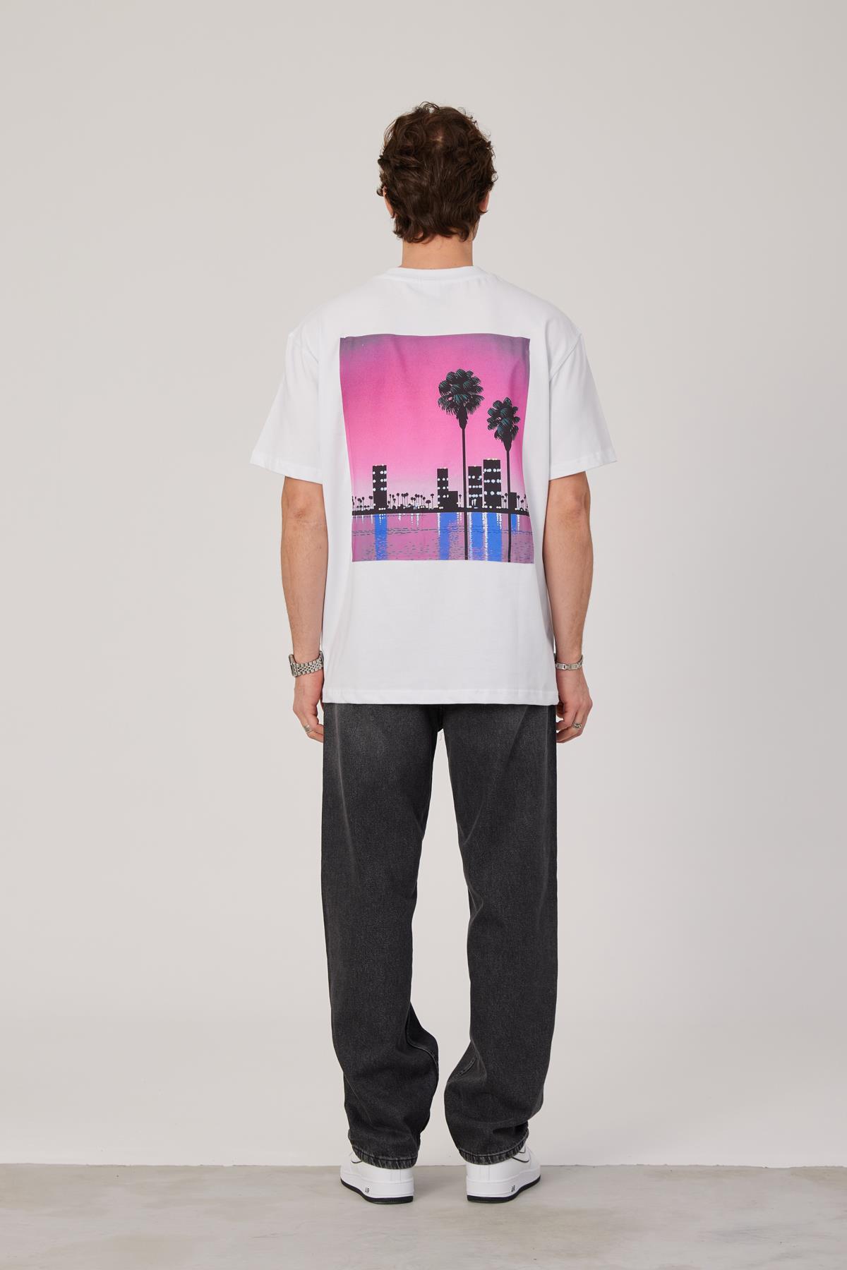 Malibu Baskılı Beyaz Tshirt